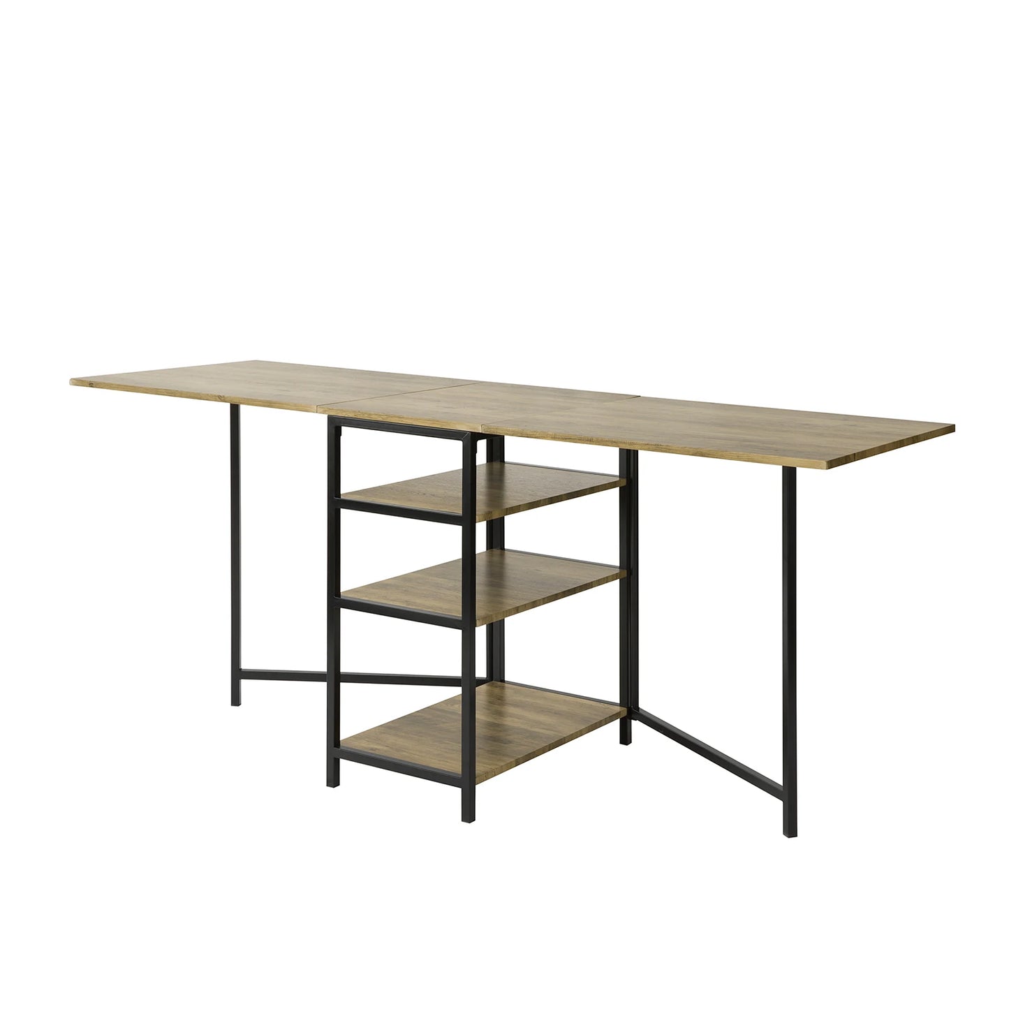 Table Pliante avec 3 Étagères Intégrées