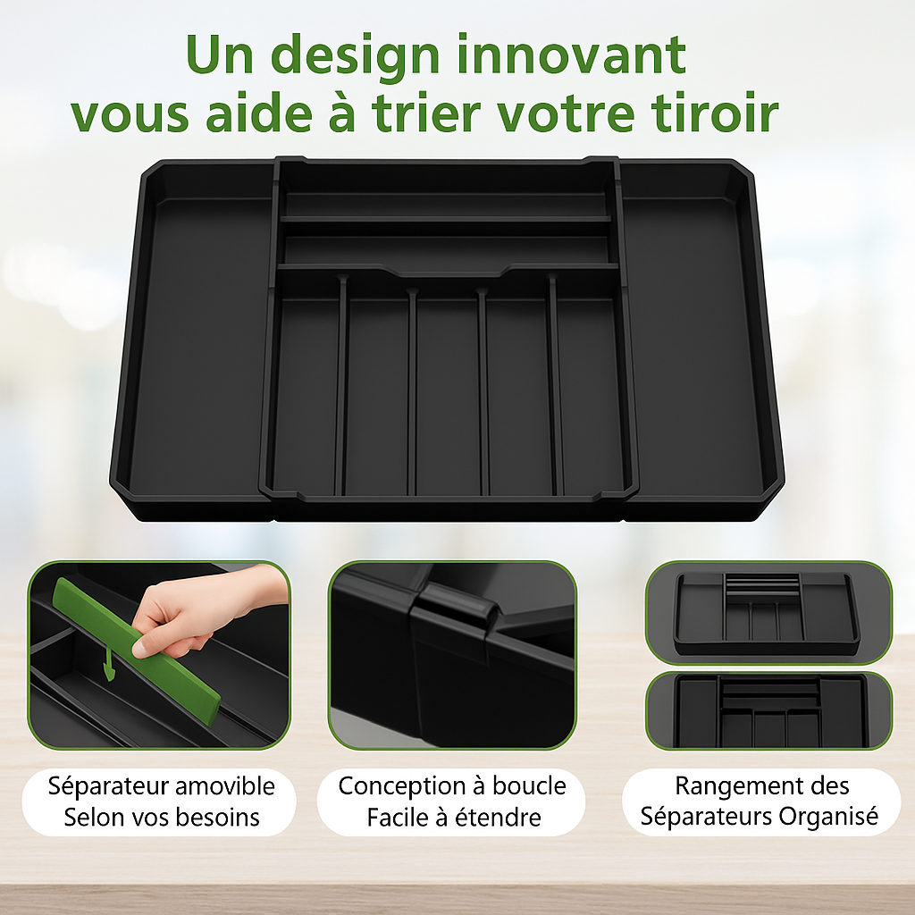 Organisateur de tiroir extensible en acier inoxydable