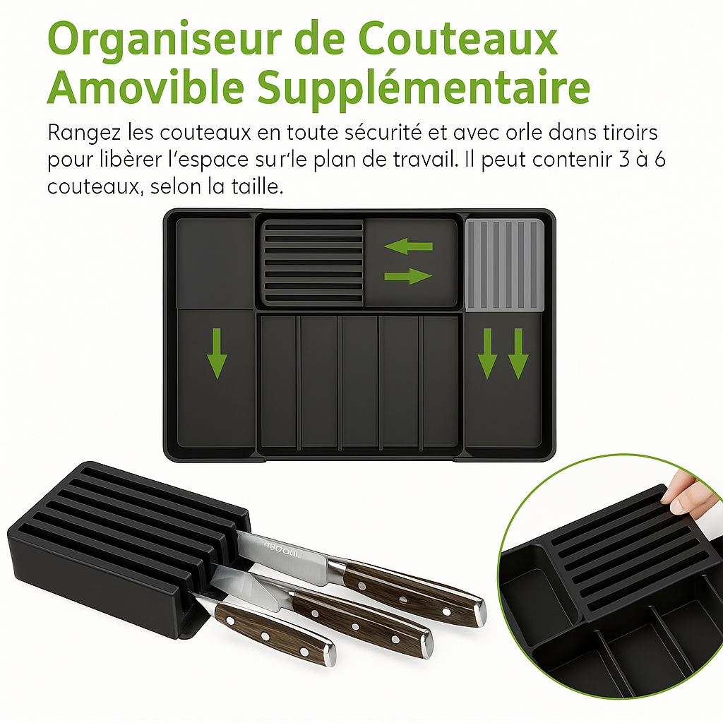 Organisateur de tiroir extensible en acier inoxydable
