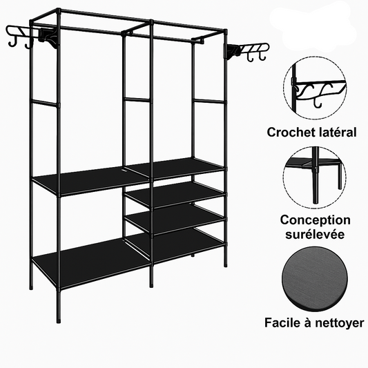 Penderie Portant Vêtements XXL avec Étagères