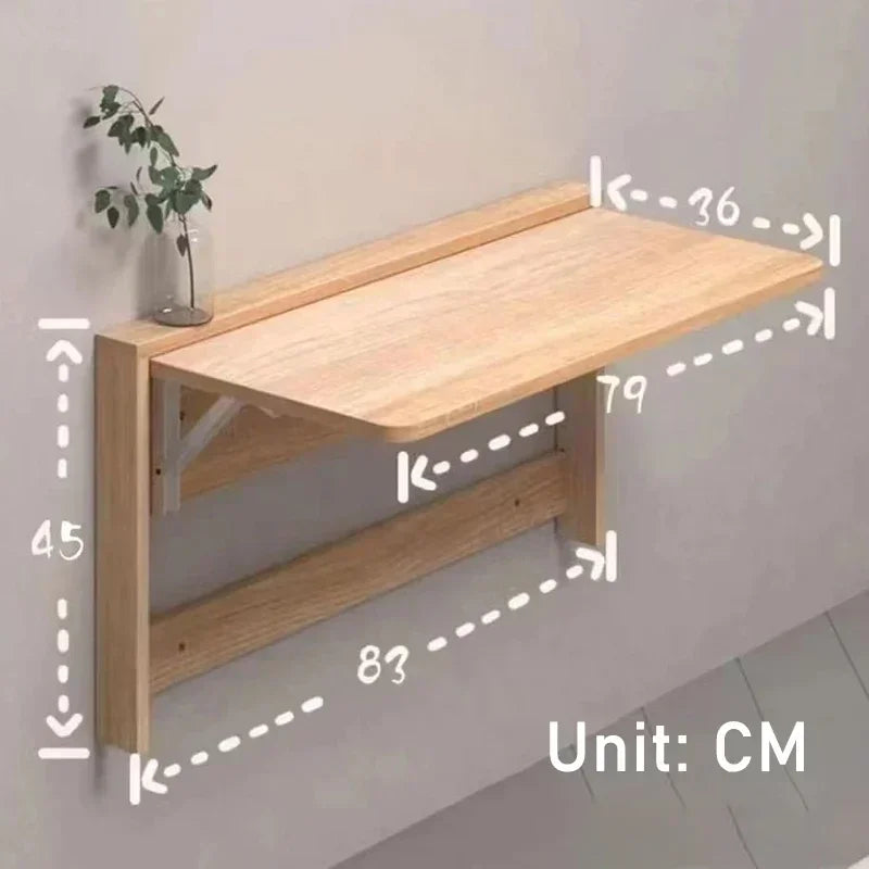 Table Murale Pliante en Bois Massif