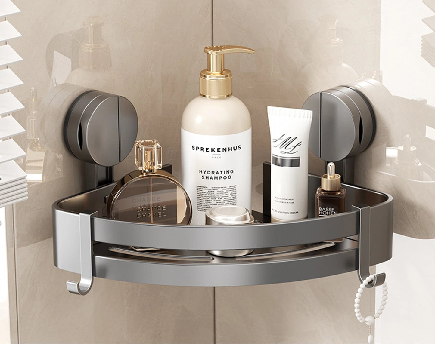 Étagère murale d’angle sans perçage pour salle de bain