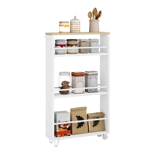 Chariot de Cuisine à Roulettes Étroit 3 Niveaux avec Freins