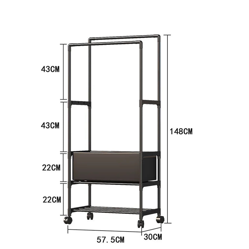 Portant vêtements sur roulettes