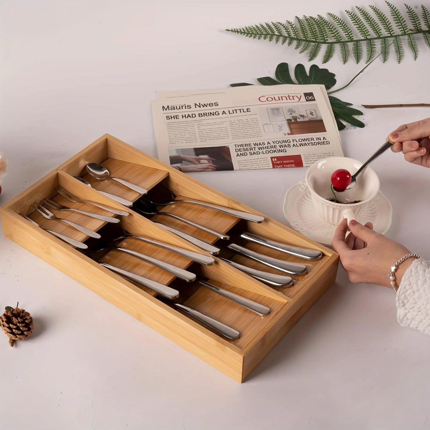 Organisateur de tiroir en bambou