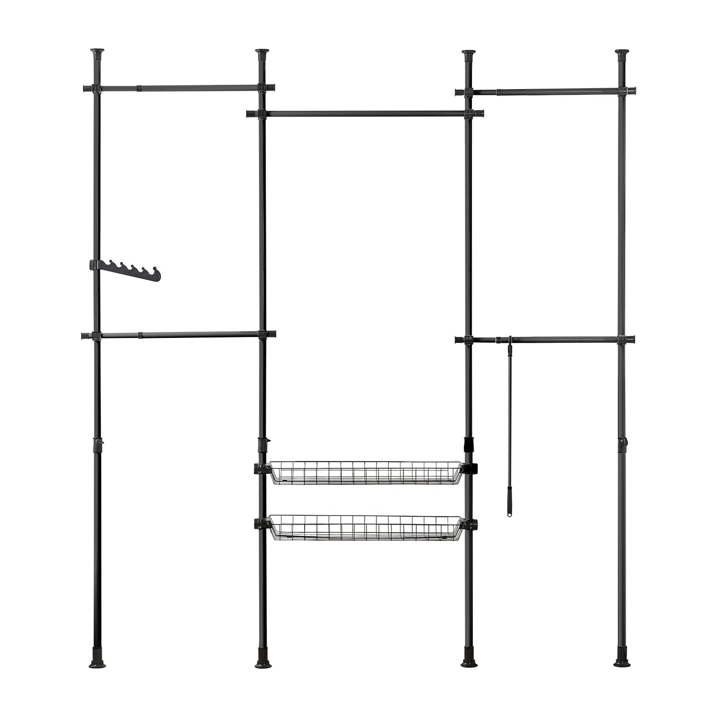 Dressing Télescopique Réglable avec Barres et Paniers