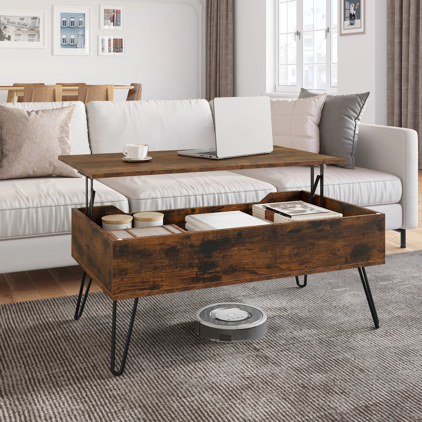 Table basse avec plateau relevable