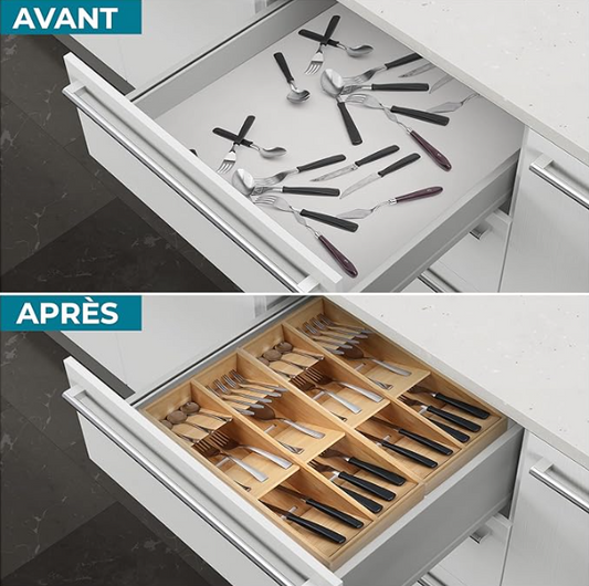 Organisateur de tiroir en bambou