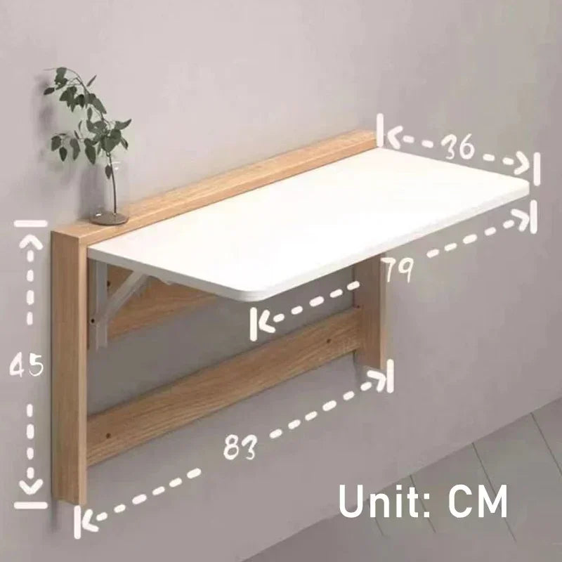Table Murale Pliante en Bois Massif
