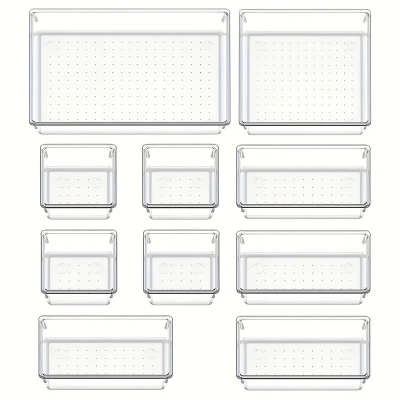 Set de 10 plateaux transparents modulables