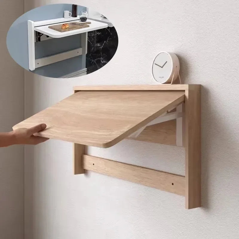 Table Murale Pliante en Bois Massif