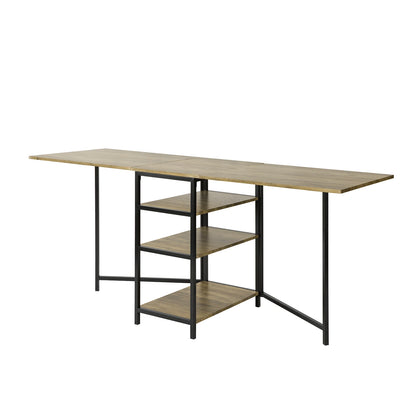 Table Pliante avec 3 Étagères Intégrées