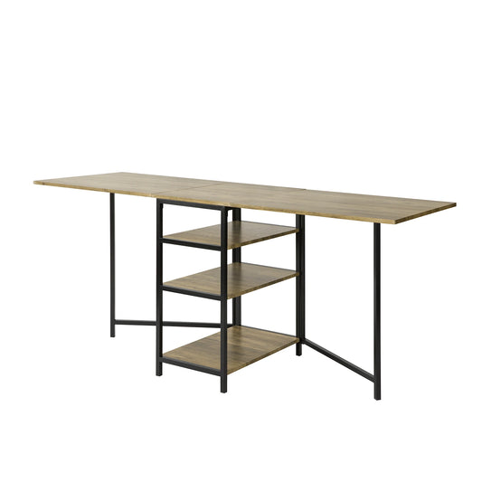 Table Pliante avec 3 Étagères Intégrées