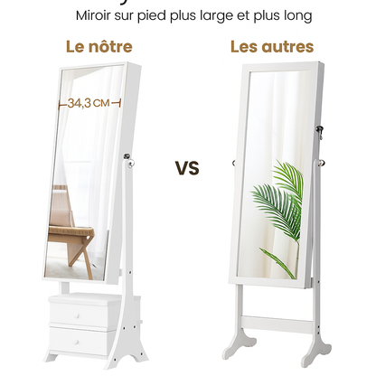 Armoire Bijoux LED avec Miroir Plein Pied
