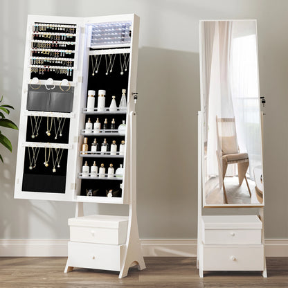 Armoire Bijoux LED avec Miroir Plein Pied