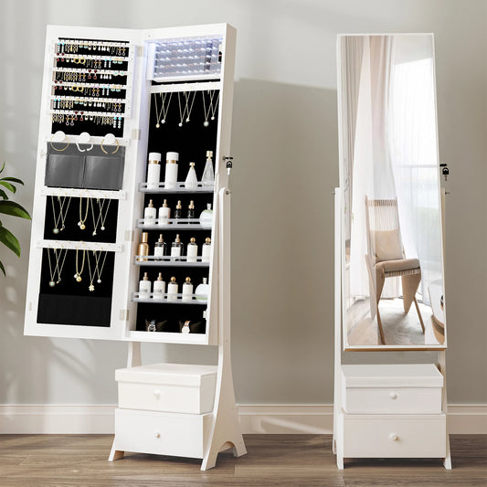 Armoire Bijoux LED avec Miroir Plein Pied