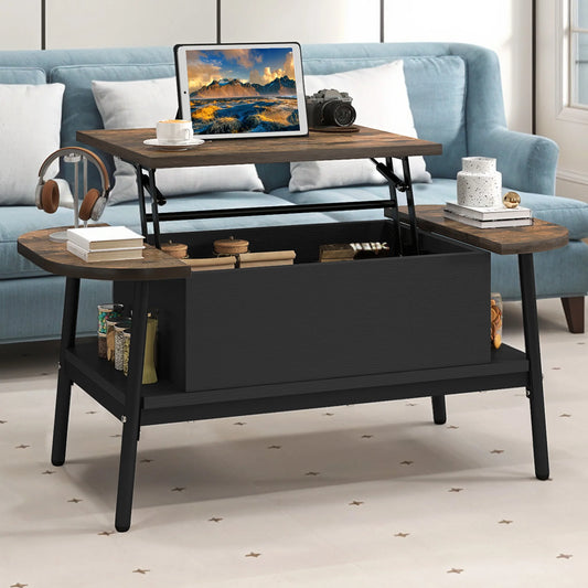 Table Basse Ovale 100 cm avec Plateau Relevable
