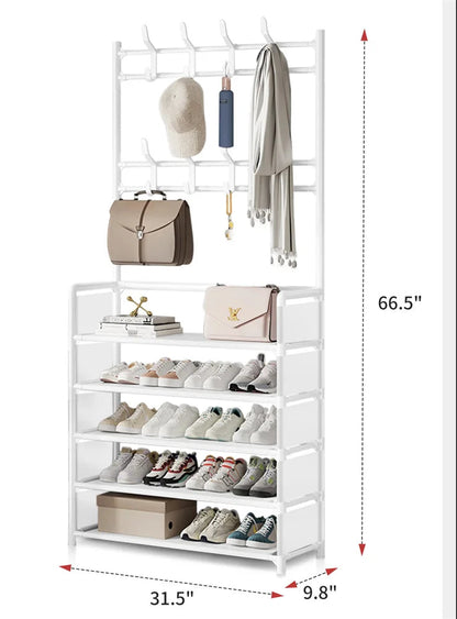 3-en-1 avec étagère chaussures 5 niveaux