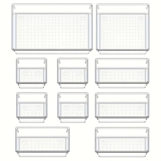 Set de 10 plateaux transparents modulables
